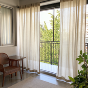Outdoor Linen Balcony Curtains - Off-Natural - Rod Pocket