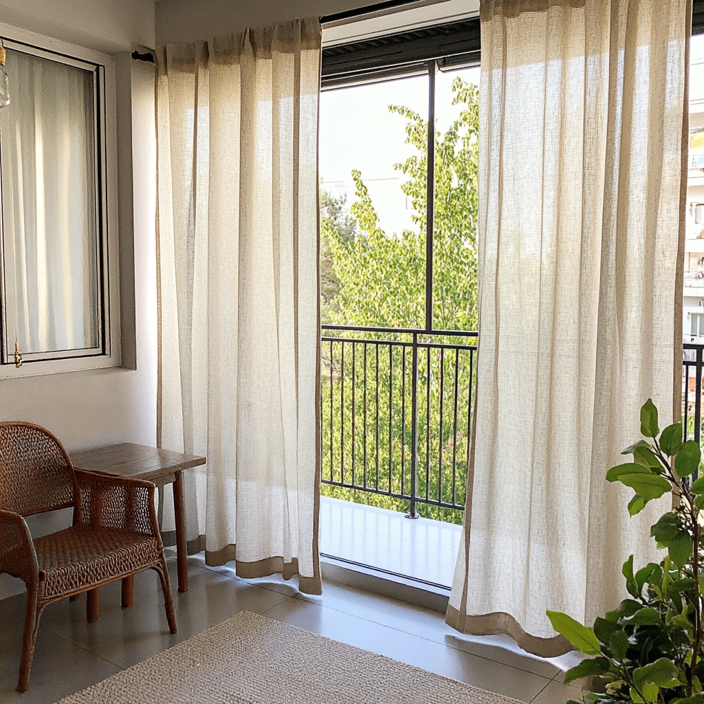 Outdoor Linen Balcony Curtains - Off-Natural - Rod Pocket