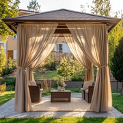 Outdoor Linen Curtains For Gazebo - Natural - Rod Pocket