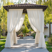 Outdoor Linen Curtains For Gazebo - Off-White - Rod Pocket
