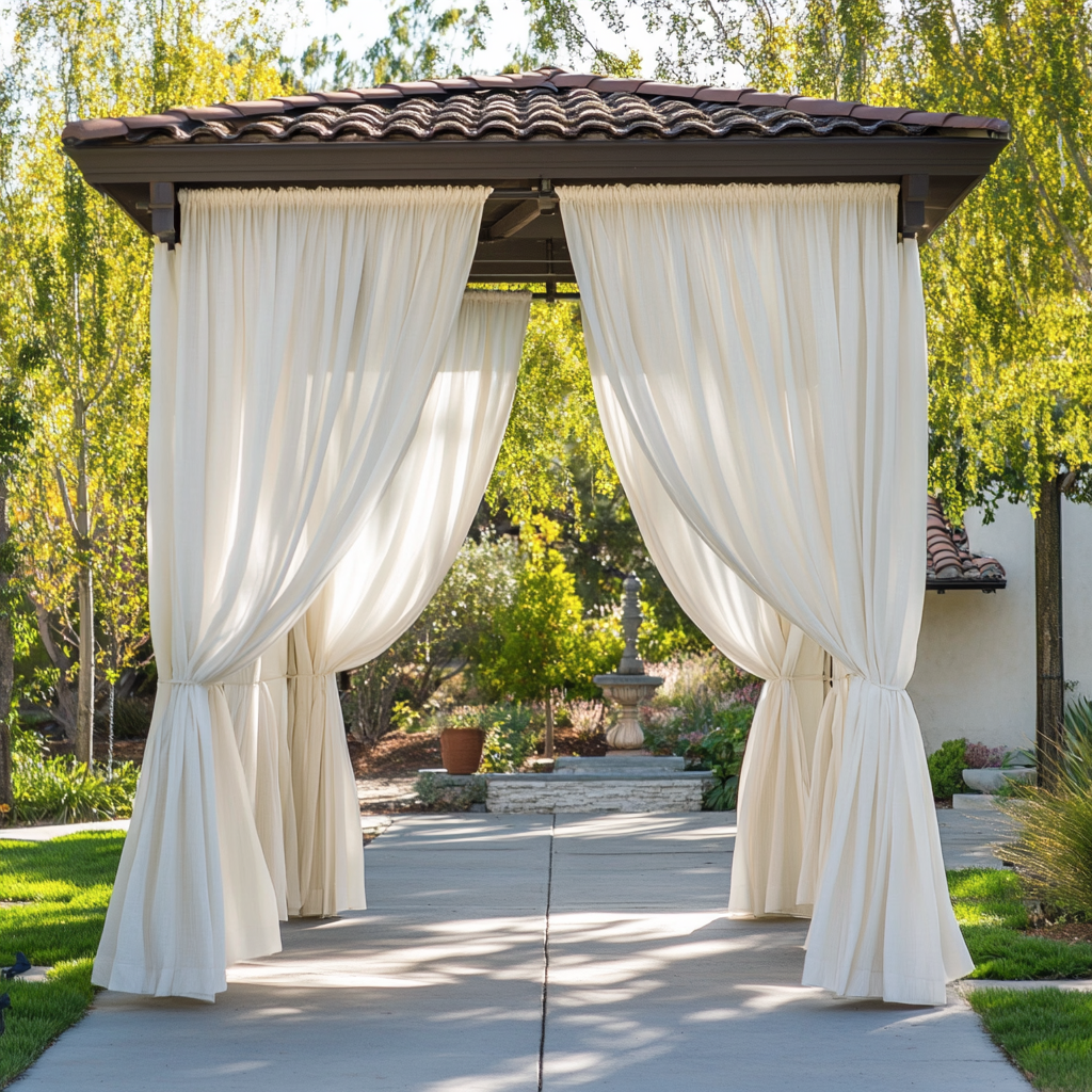 Outdoor Linen Curtains For Gazebo - Off-White - Rod Pocket