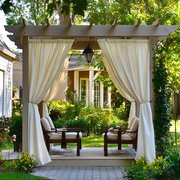 Outdoor Linen Pergola Curtains - Off-White - Rod Pocket