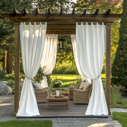 Outdoor Linen Pergola Curtains - Off-White - Tab Top