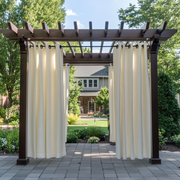 Outdoor Linen Pergola Curtains - Off-White - Eyelets