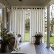 Off-White Outdoor Linen Eyelet Curtains for Screened or Open Porch
