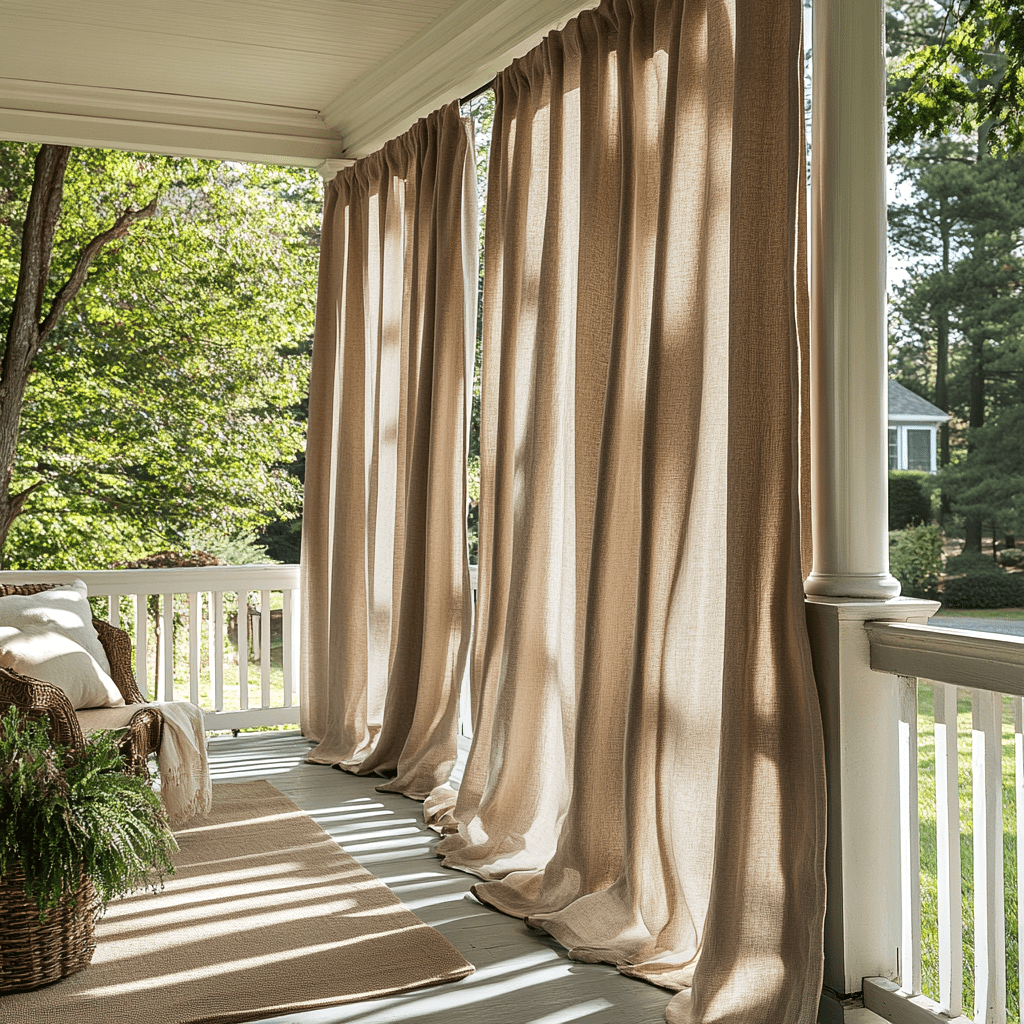 Natural Outdoor Linen Curtains with Rod Pocket