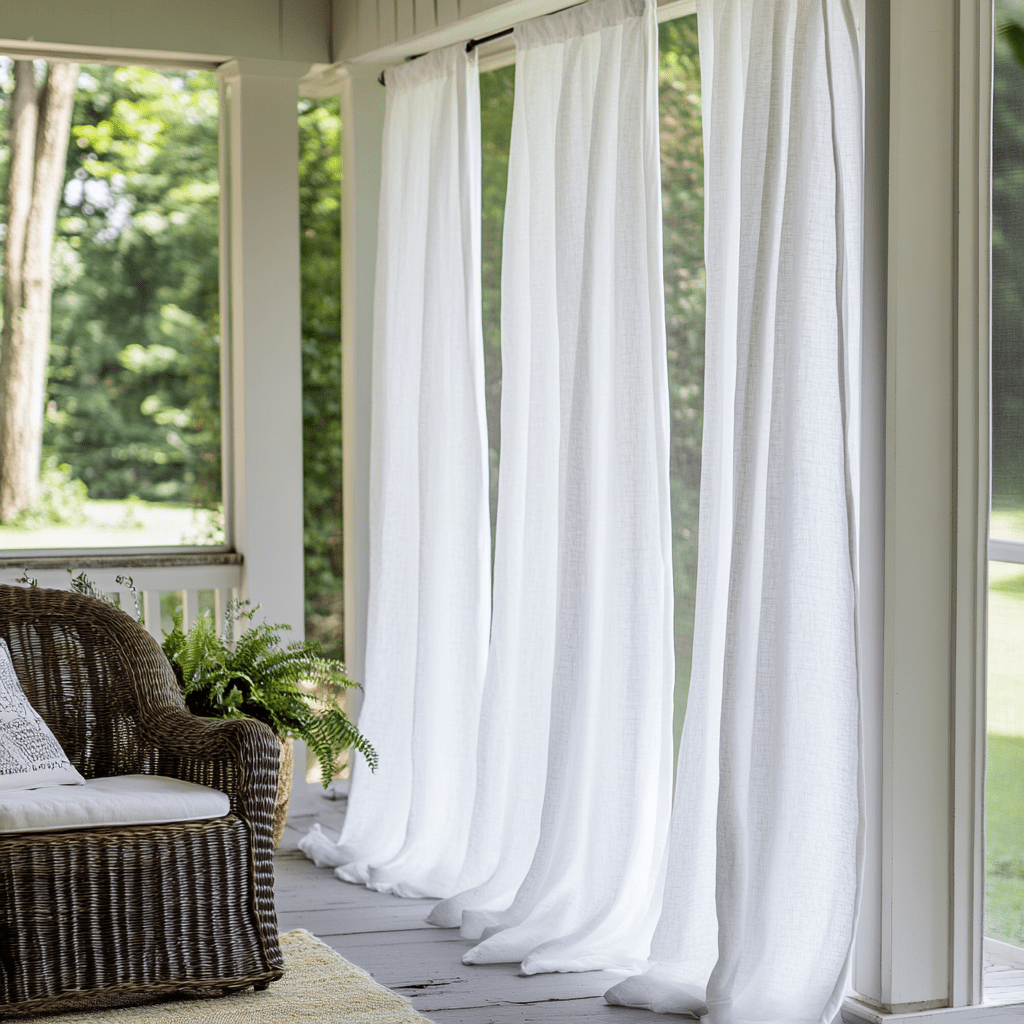 Off-White Outdoor Linen Curtains with Rod Pocket