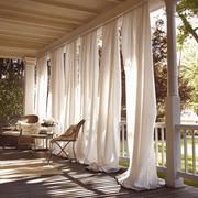 Off-White Outdoor Linen Curtains with Rod Pocket
