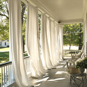 Off-White Outdoor Linen Curtains with Rod Pocket