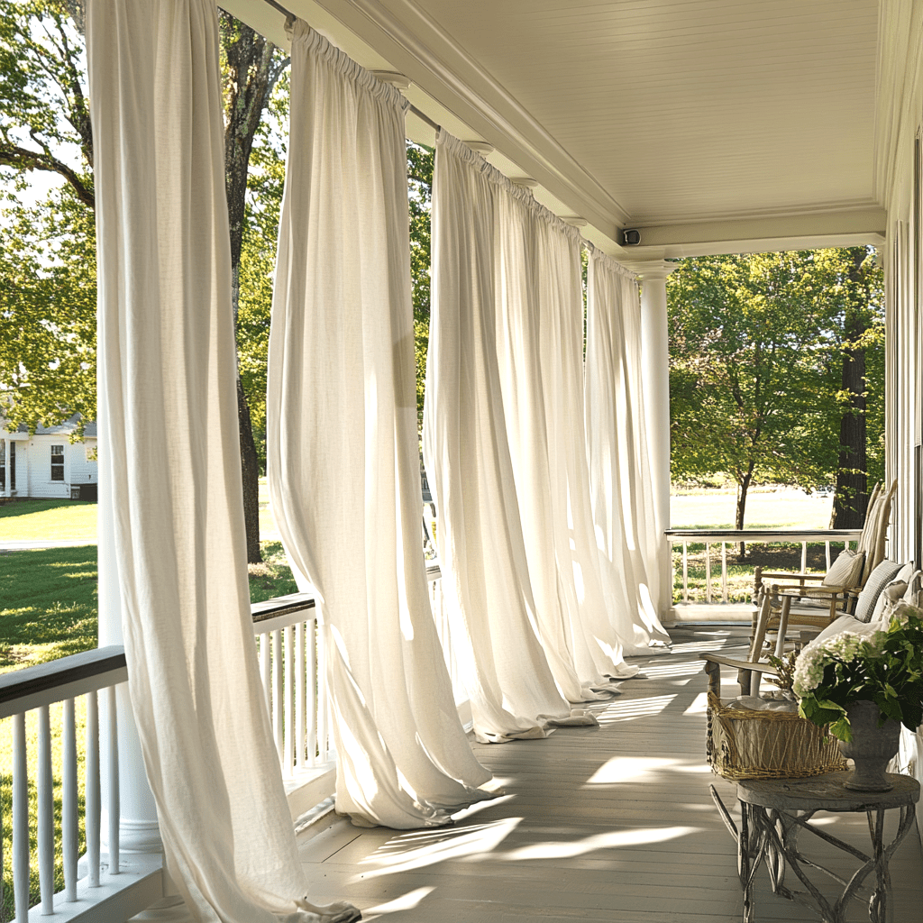 Off-White Outdoor Linen Curtains with Rod Pocket