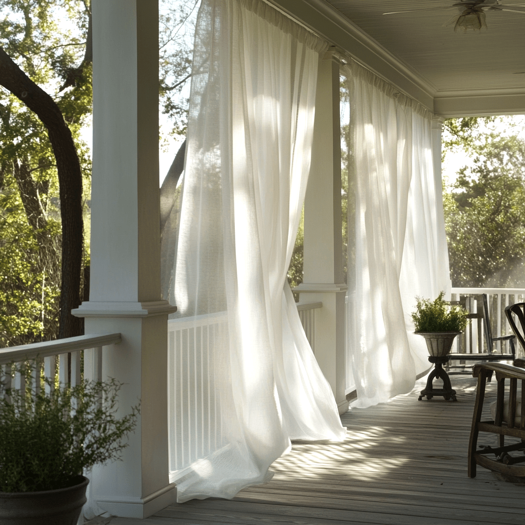 Off-White Sheer Outdoor Curtains for Screened Porch