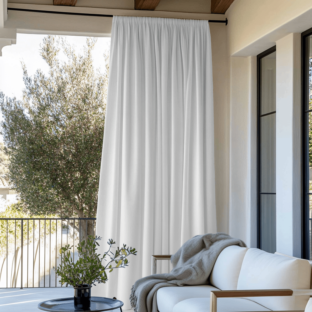 White Outdoor Rod Pocket Curtains For Screened or Open Porch