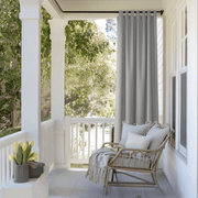 Grey Outdoor Curtains with Velcro Tabs for Porch