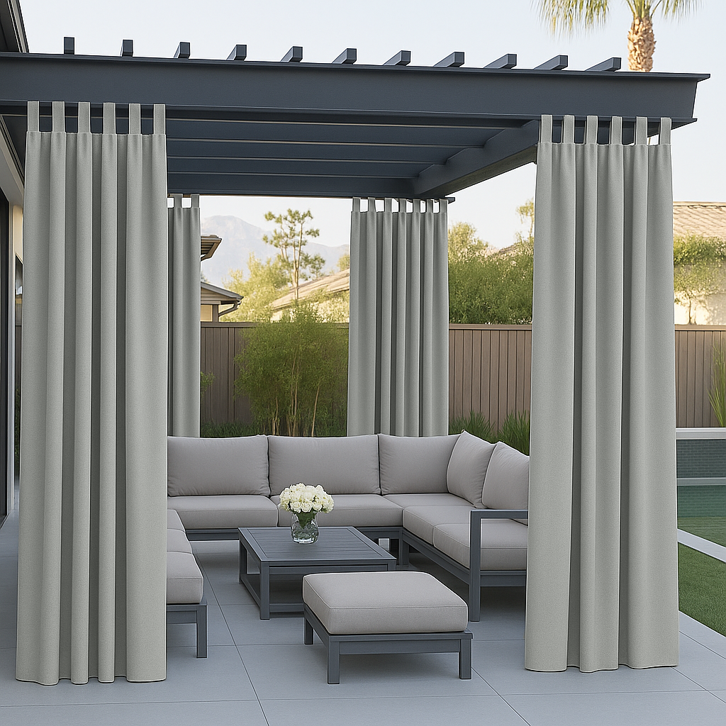 Waterproof and Windproof Outdoor Pergola Curtains - Grey - Tab Top