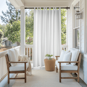 White Outdoor Curtains with Velcro Tabs for Porch