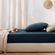 Peacock Blue Linen Extra & Ultra Deep Fitted Sheet