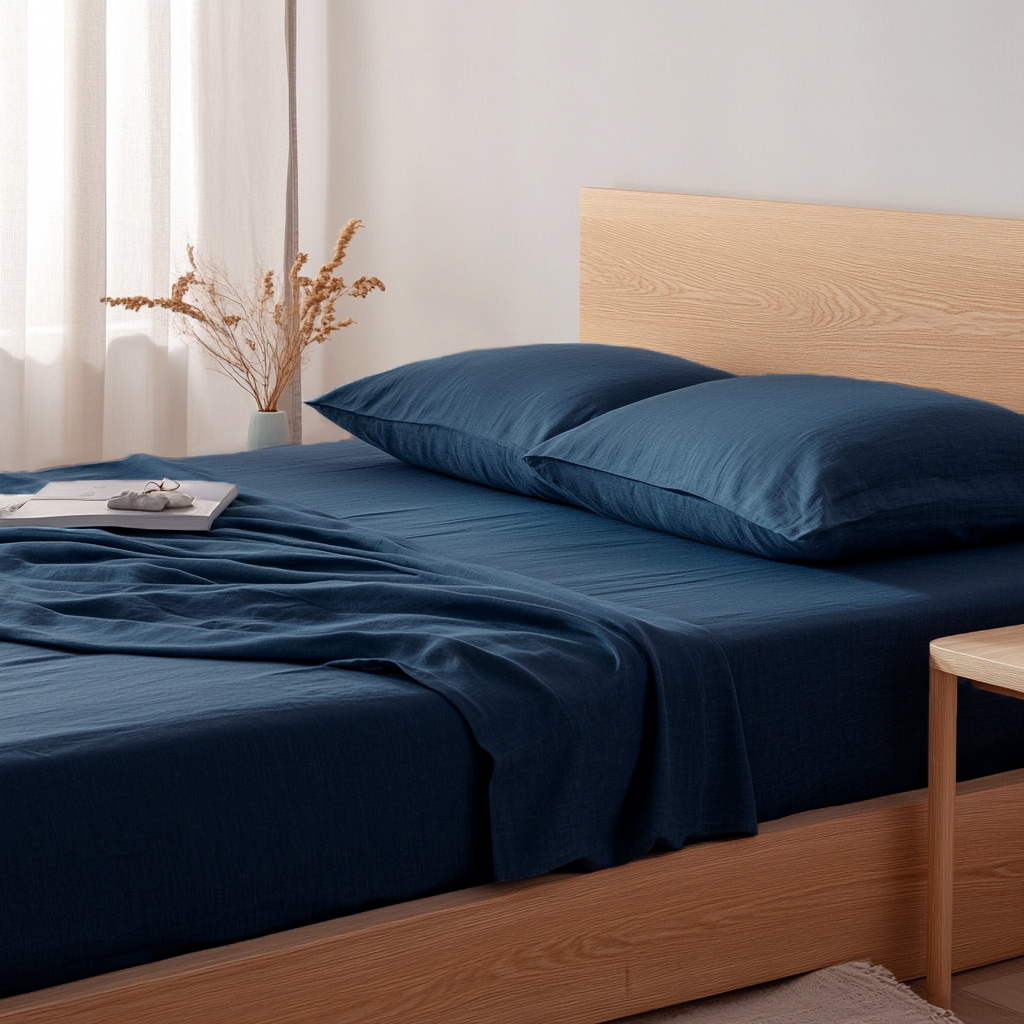 Peacock Blue Linen Extra & Ultra Deep Fitted Sheet