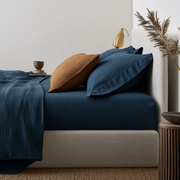 Peacock Blue Linen Extra & Ultra Deep Fitted Sheet