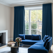 Peacock Blue Linen Pencil Pleat Blackout Curtains