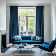 Peacock Blue Linen Pencil Pleat Blackout Curtains