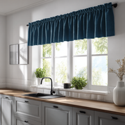 Peacock Linen Kitchen Valance - Blackout Lining