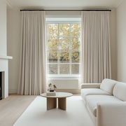 Heavy Weight Ecru Linen Pencil Pleat Curtains - Cotton Lining