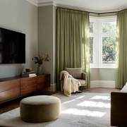 Olive Green Linen Pencil Pleat Curtains