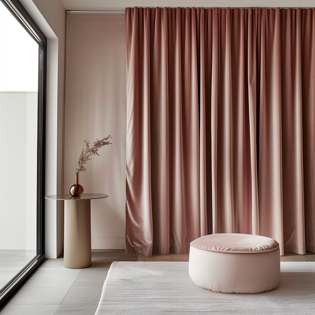 Pink Velvet Blackout S-Fold Curtain