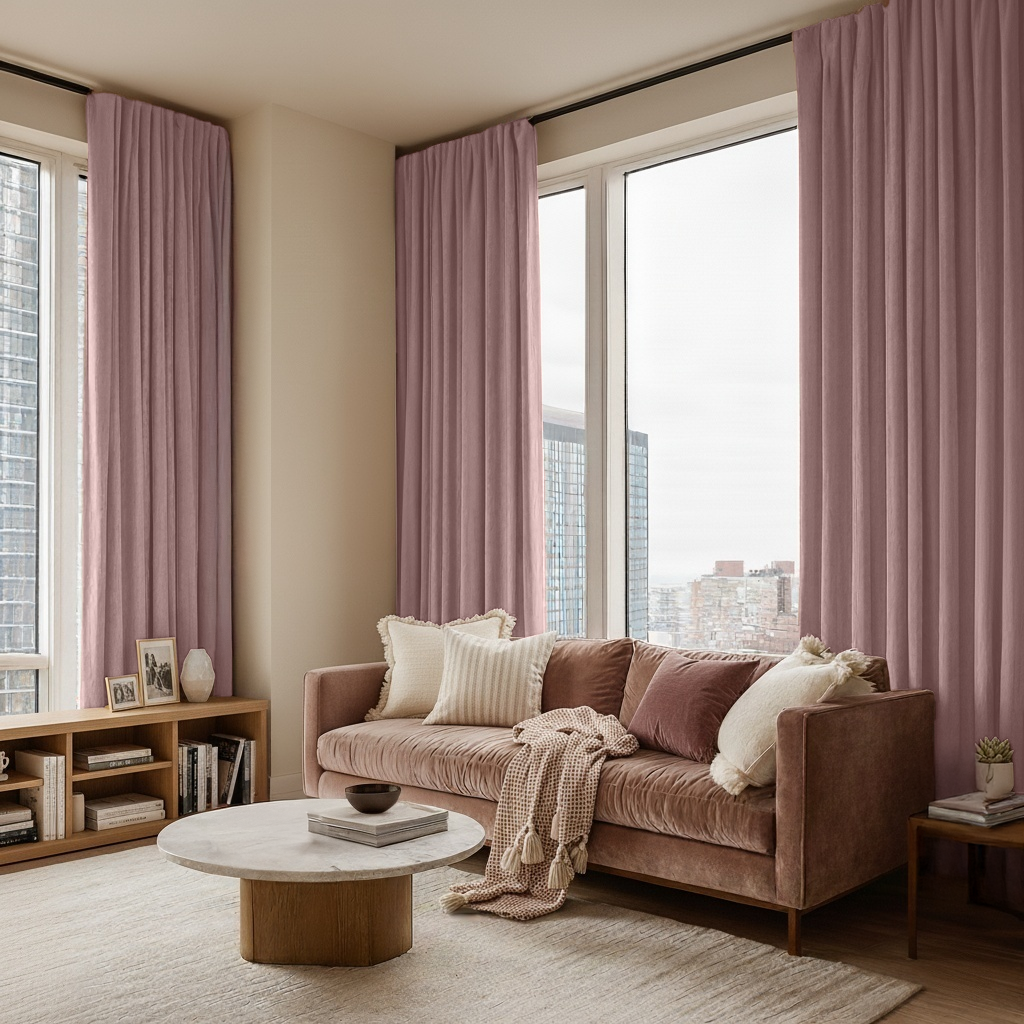 Heavy Pink Velvet Rod Pocket Curtains – Custom Sizes: 150, 213, 240 ...