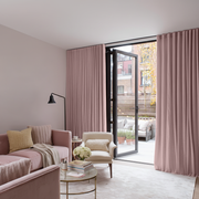Pink Velvet Wavefold Curtains for Bifold Doors