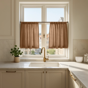 Tawny Brown Linen Cafe Curtains