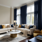 Royal Blue Linen Eyelet Curtain Panel