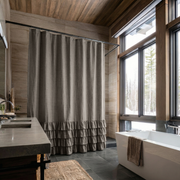 Natural Heavy Weight Linen Ruffled Shower Curtain