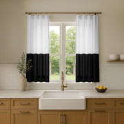Black and White Linen Cafe Curtains