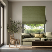 Sage Green Linen Roman Blinds - Blackout Lining