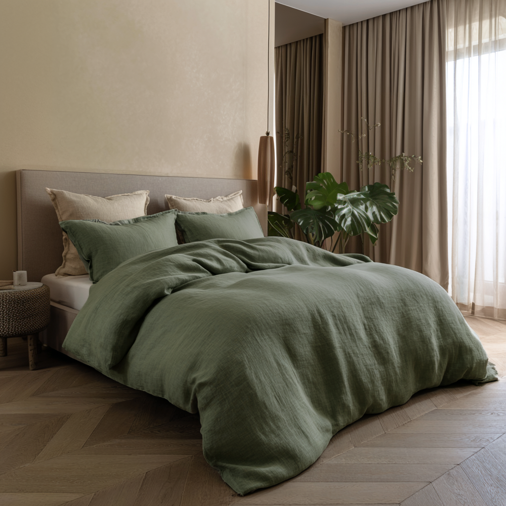 Sage Green Linen Duvet Cover