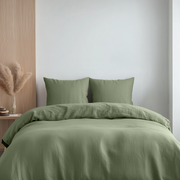 Sage Green Washed Linen Duvet Cover Set