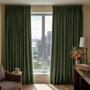 Sage Green Linen Thermal Pinch Pleat Curtains