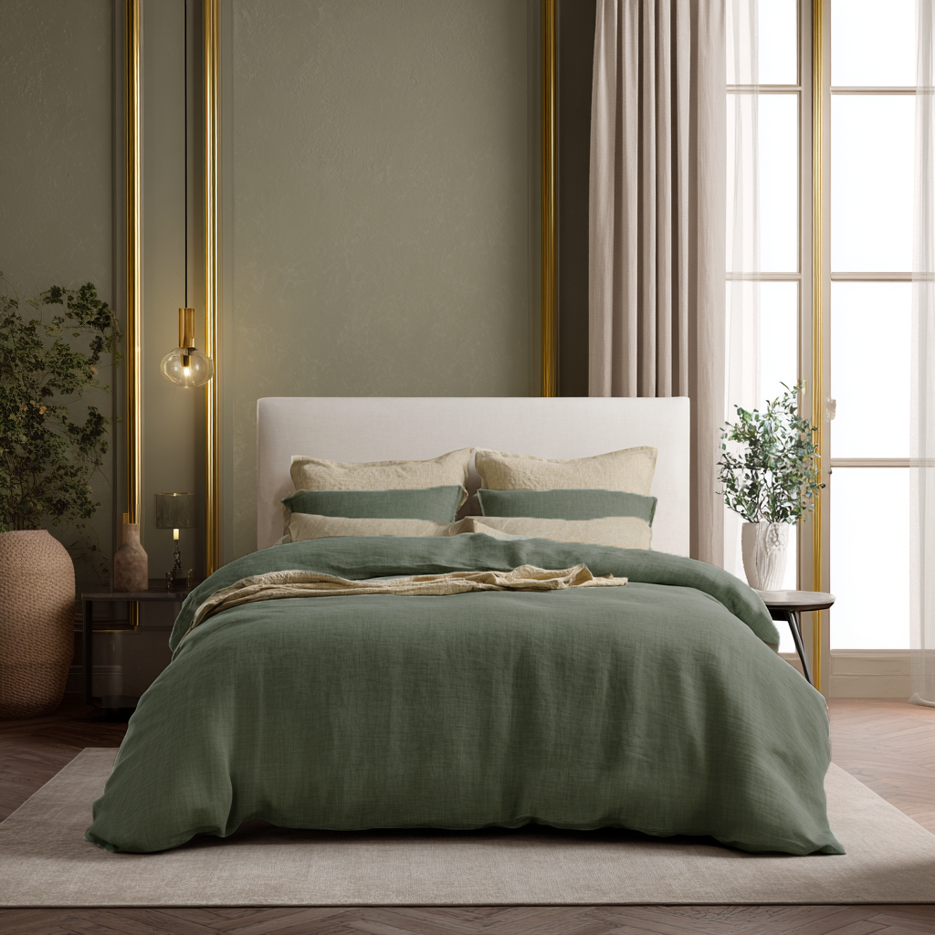 Sage Green Linen Duvet Cover