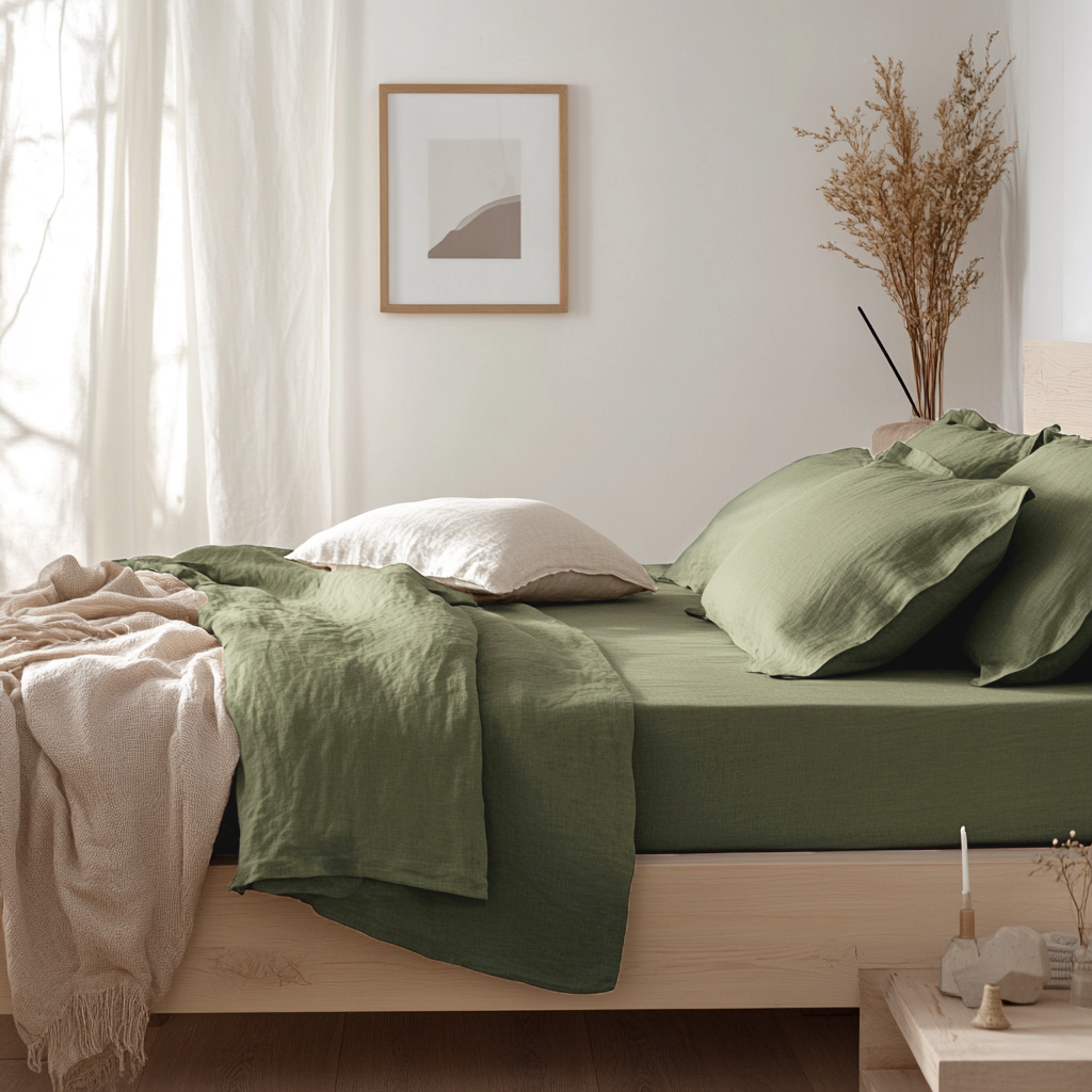 Sage Green Linen Extra & Ultra Deep Fitted Sheet