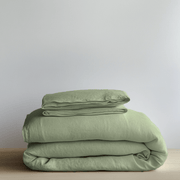 Sage Green Washed Linen Duvet Cover Set