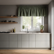 Sage Green Linen Kitchen Valance - Blackout Lining