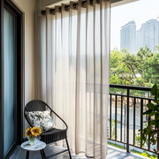 Sheer Linen Outdoor Apartment Balcony Curtains - Natural - Eyelets