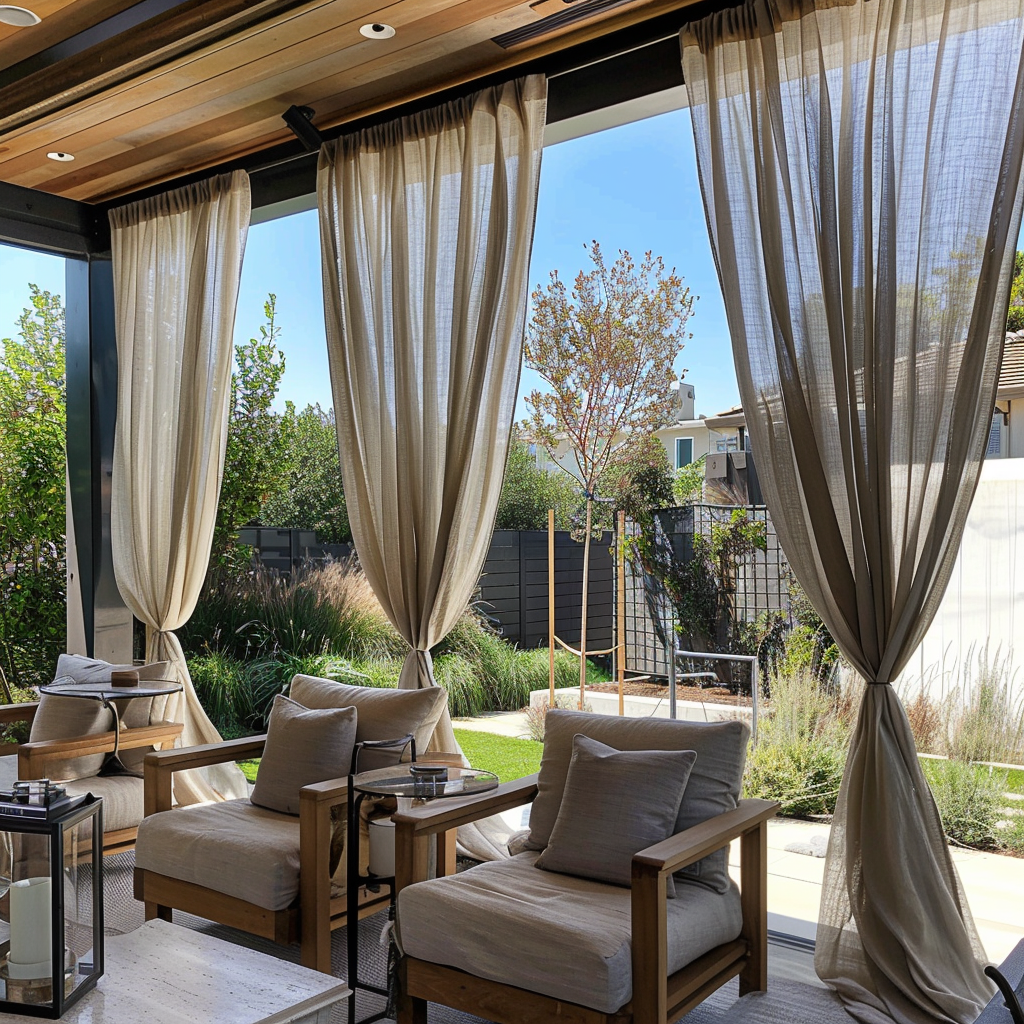 Sheer Patio Outdoor Linen Curtains