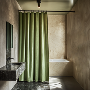 Moss Green Linen Shower Curtain