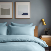 Sky Blue Washed Linen Duvet Cover Set