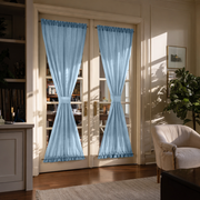 Sky Blue Linen French Door Curtains