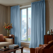 Sky Blue Linen Thermal Pinch Pleat Curtains