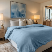 Sky Blue Linen Duvet Cover