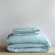 Sky Blue Washed Linen Duvet Cover Set
